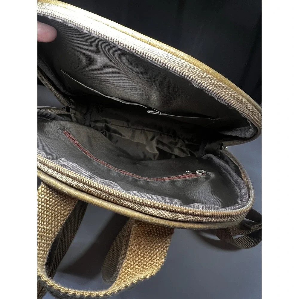 Backpack Purse Bag Tan‎ 100% Vegan Eco Friendly Sustainable Tear/water Resistant